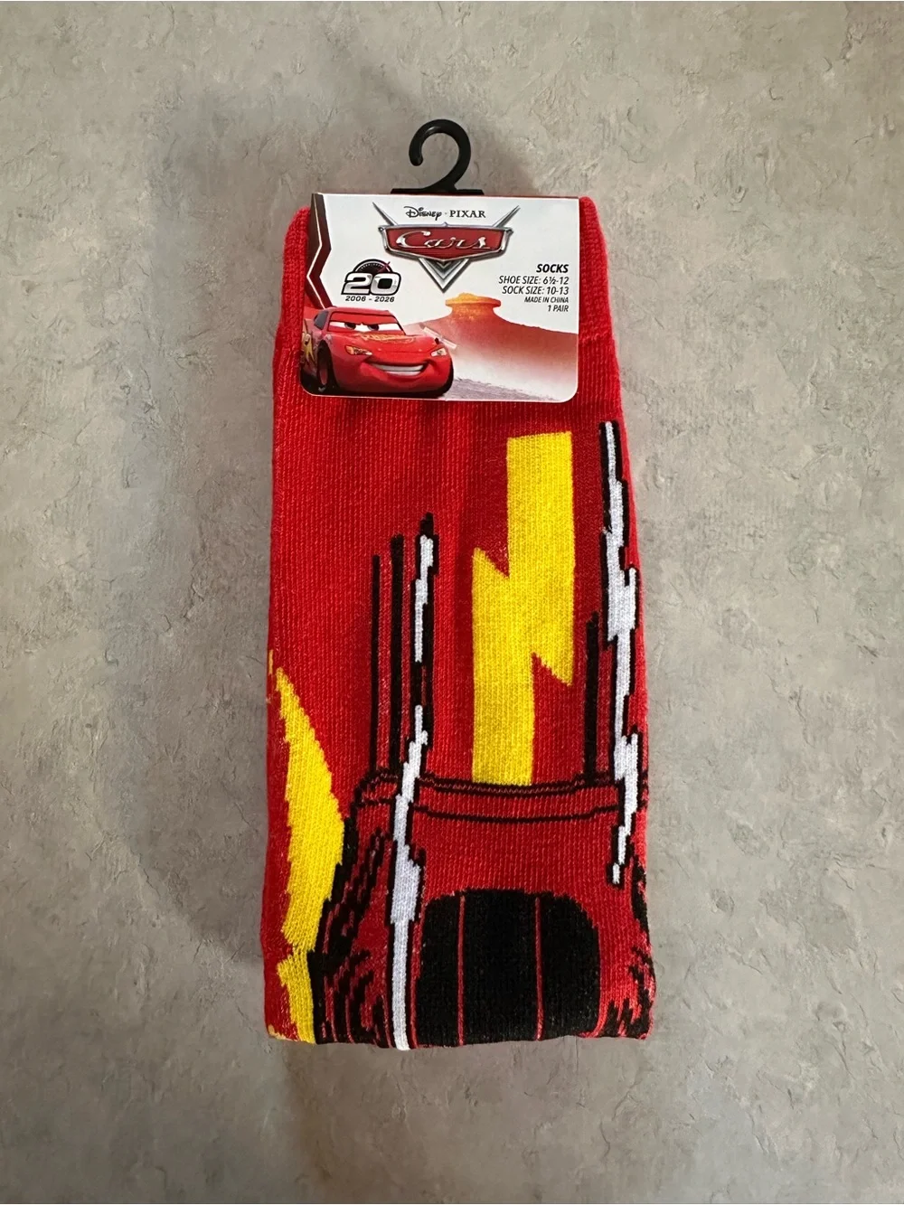 Disney Lightning McQueen Red and Yellow Crew Socks